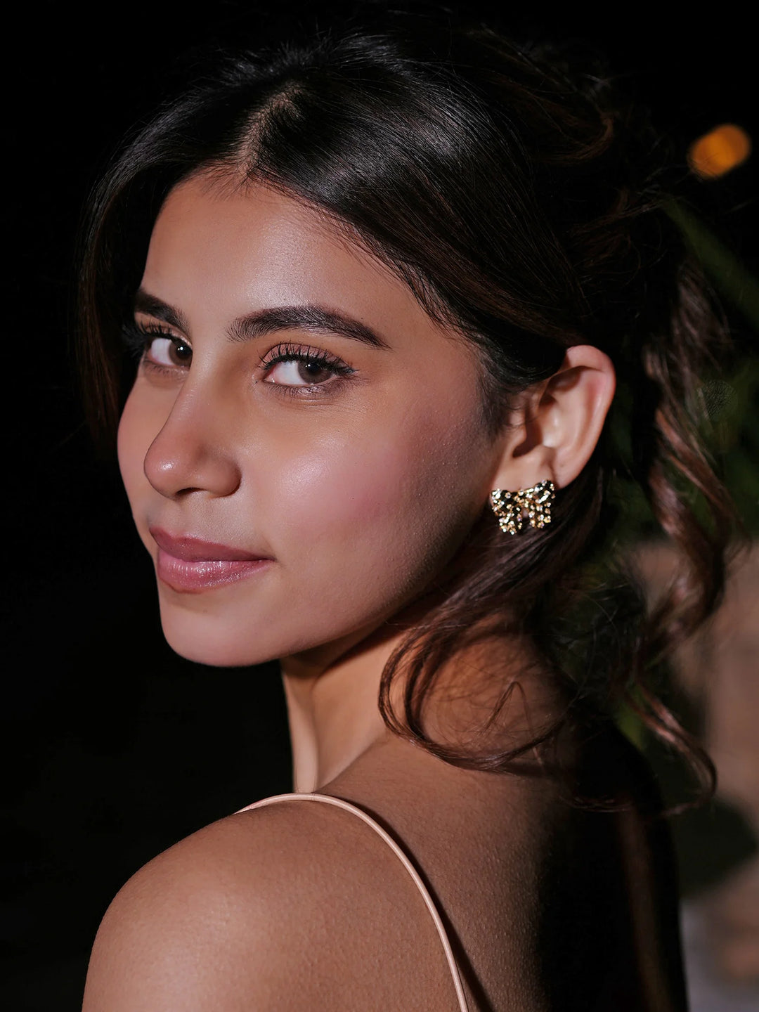 Gold Bow Stud Earrings
