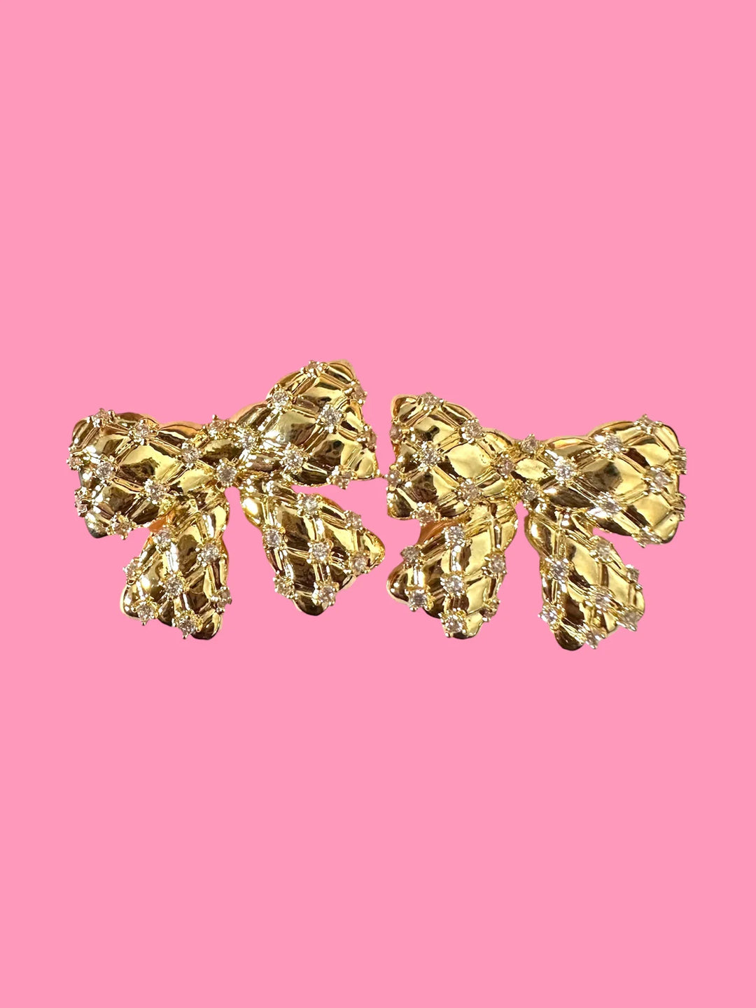 Gold Bow Stud Earrings