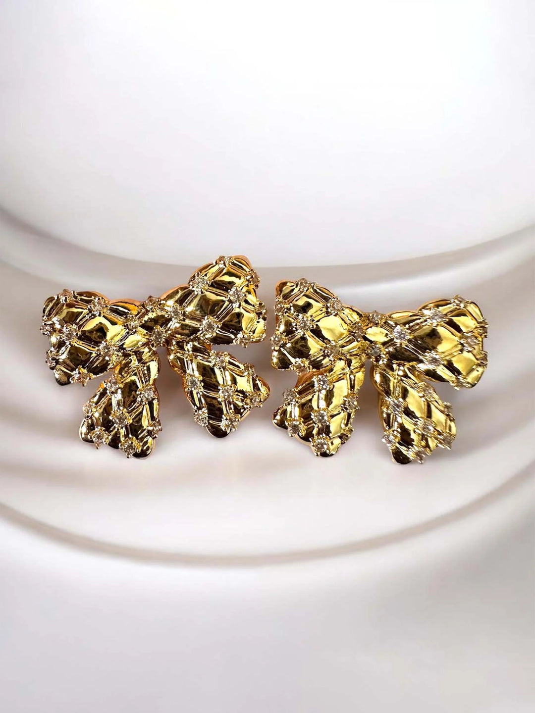 Gold Bow Stud Earrings