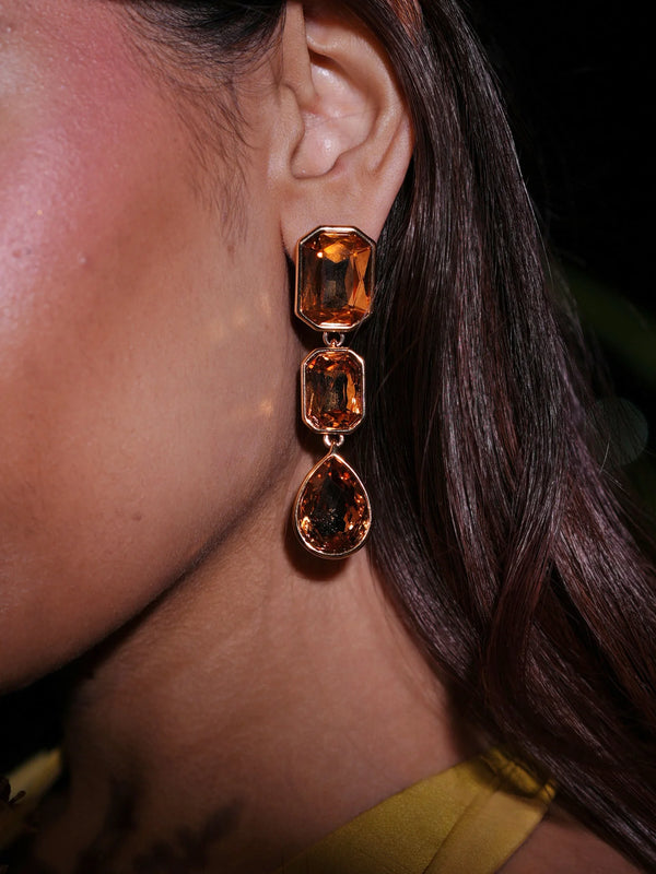 Gold Multi-Stone Drop Earrings