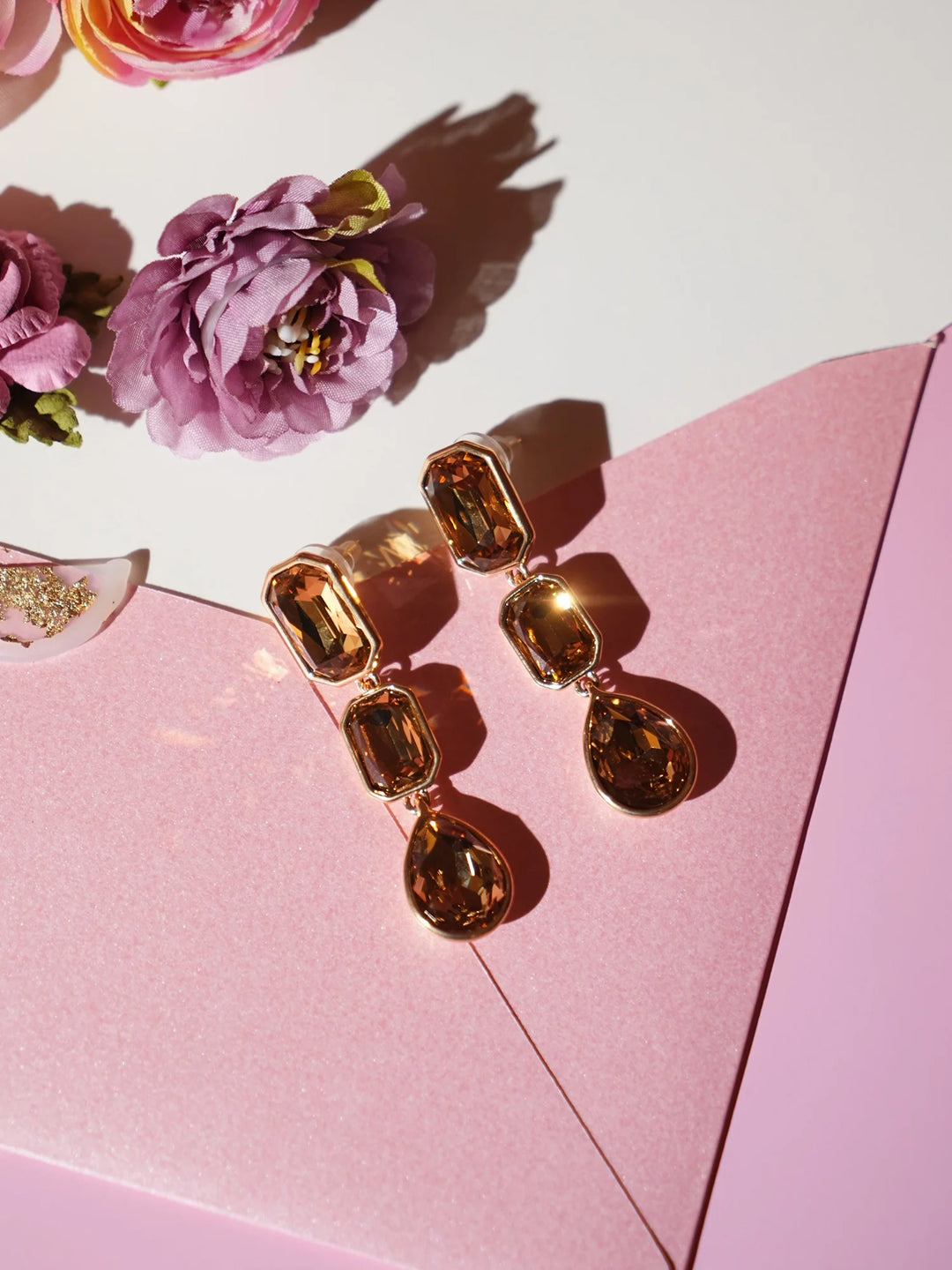 Gold Multi-Stone Drop Earrings
