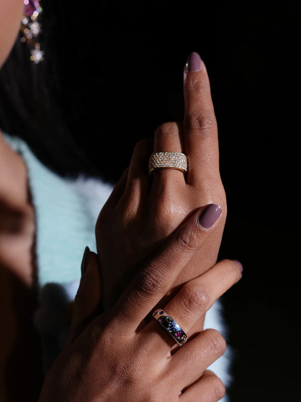 Gold Pavé Crystal Band Ring