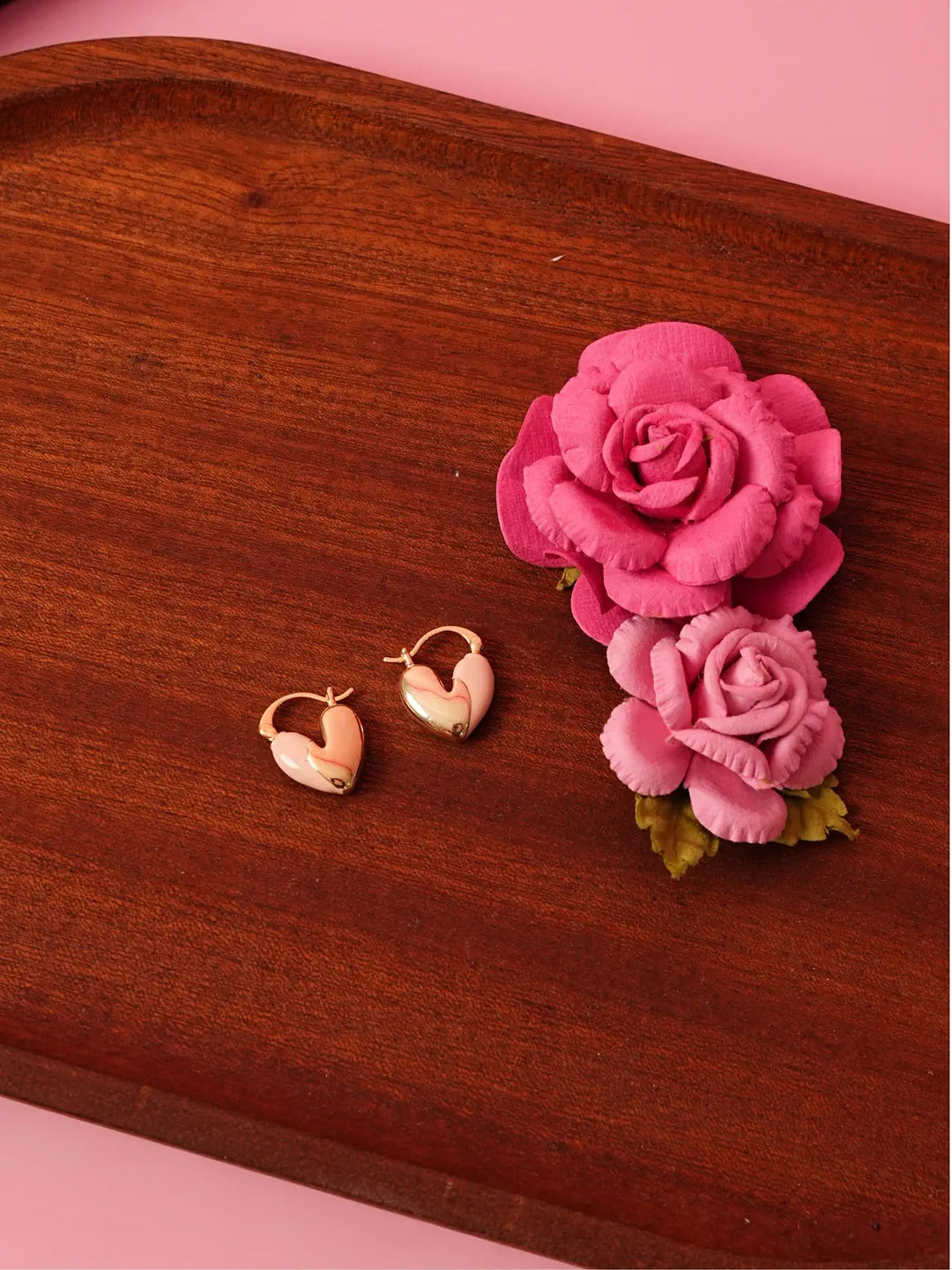 Heart Hoop Earrings pink