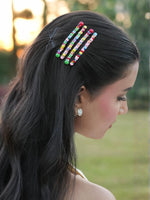 Load image into Gallery viewer, Multicolor Beaded Hair Clips (Set of 2)
