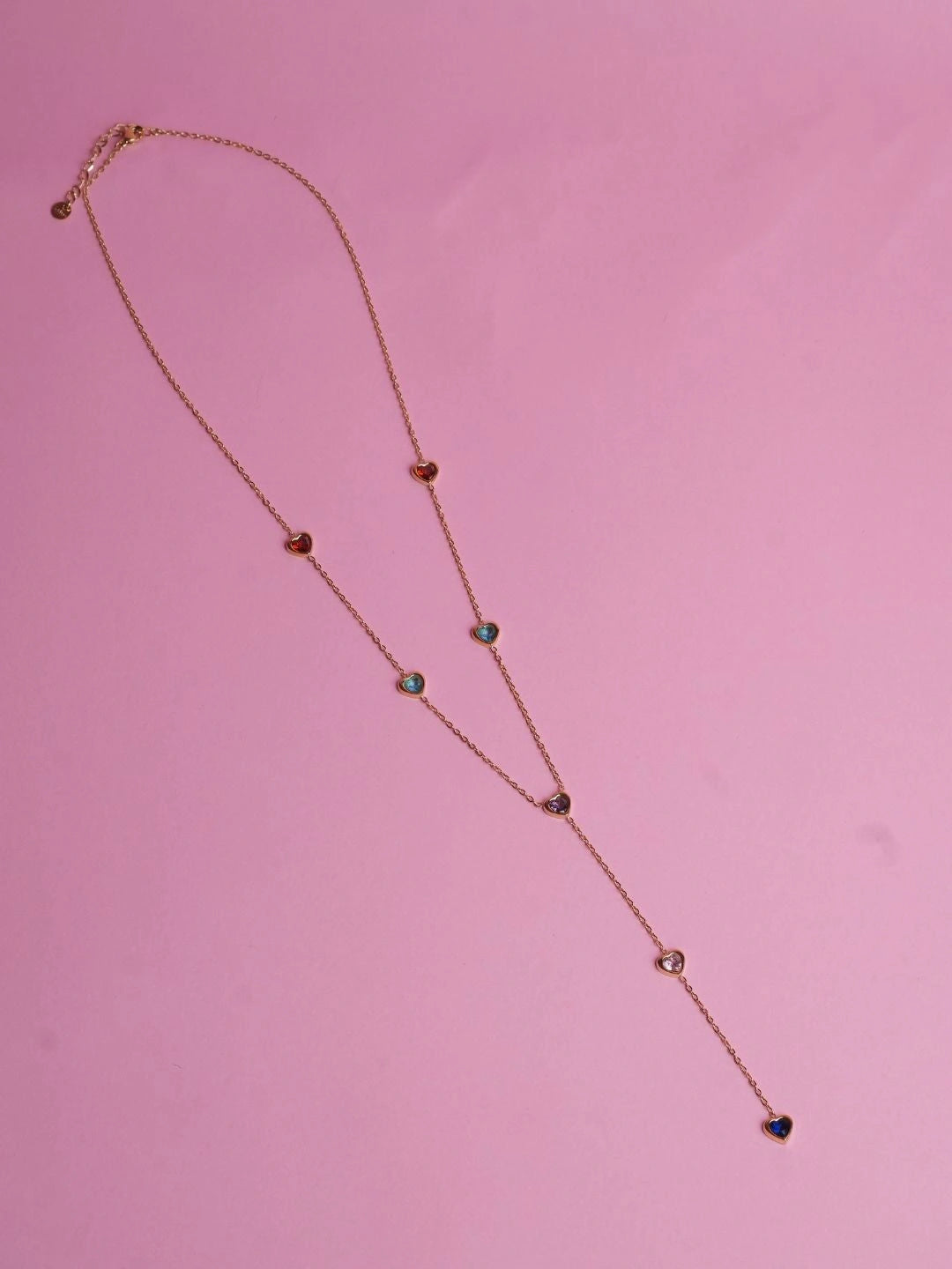 Multicolor Heart Drop Necklace