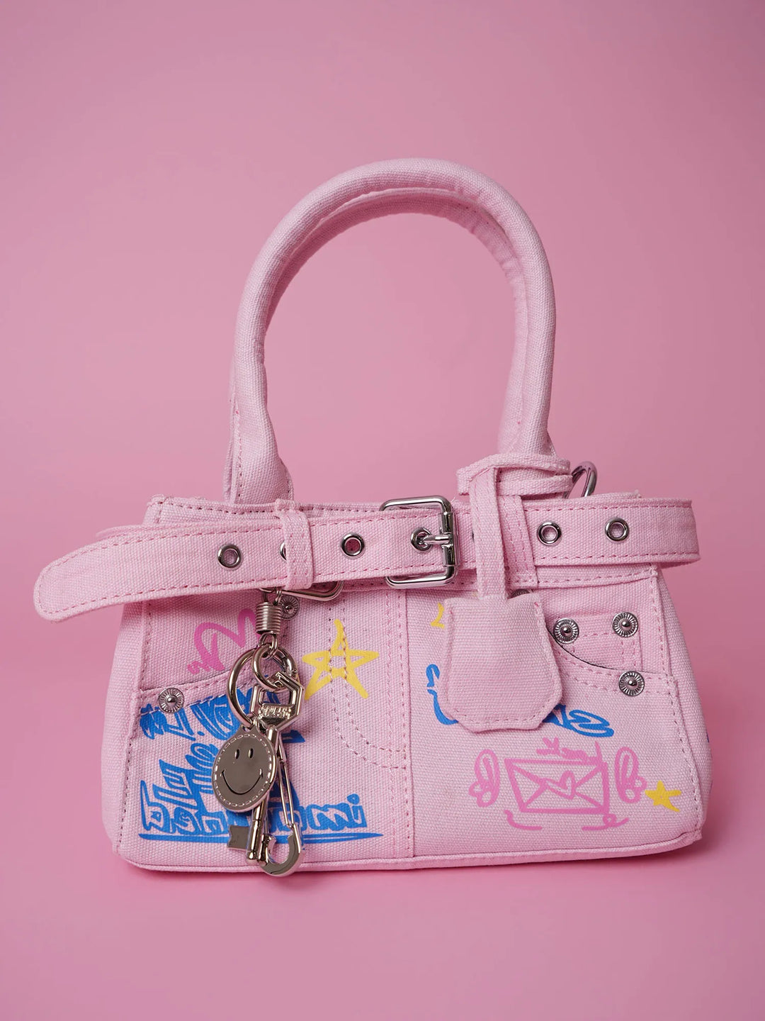 Pink Graffiti Denim Handbag