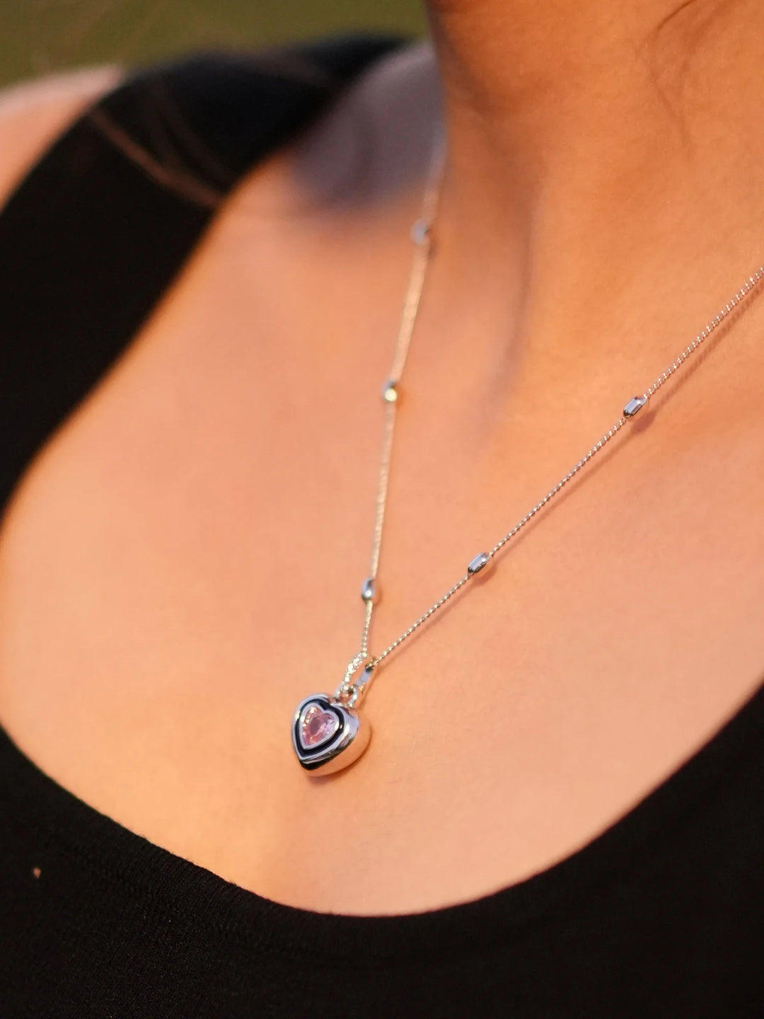 Pink Heart Pendant Necklace