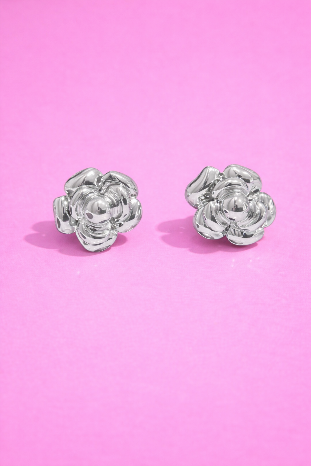 Silver-Tone Floral Stud Earrings