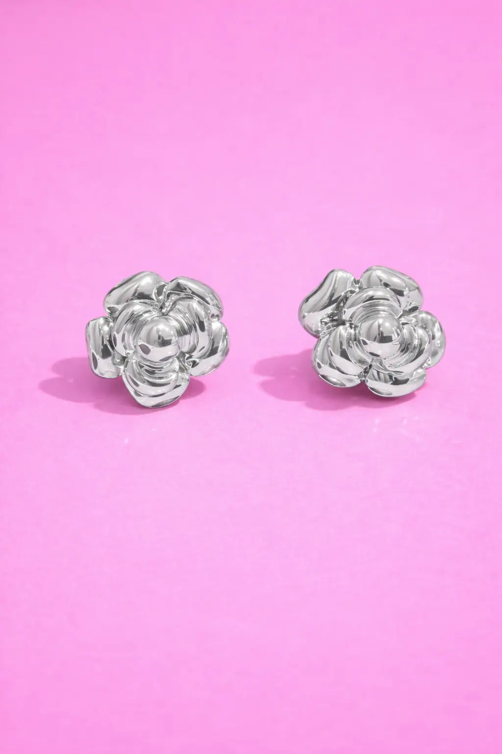 Silver-Tone Floral Stud Earrings 
