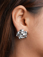 Load image into Gallery viewer, Silver-Tone Floral Stud Earrings
