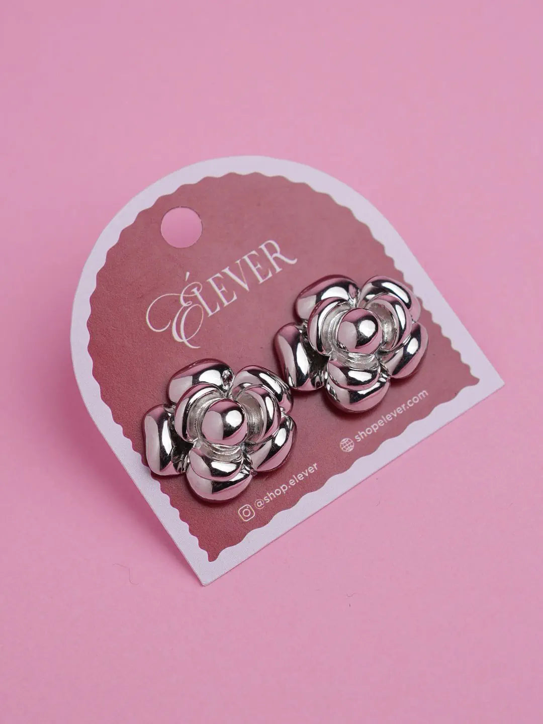 Silver-Tone Floral Stud Earrings