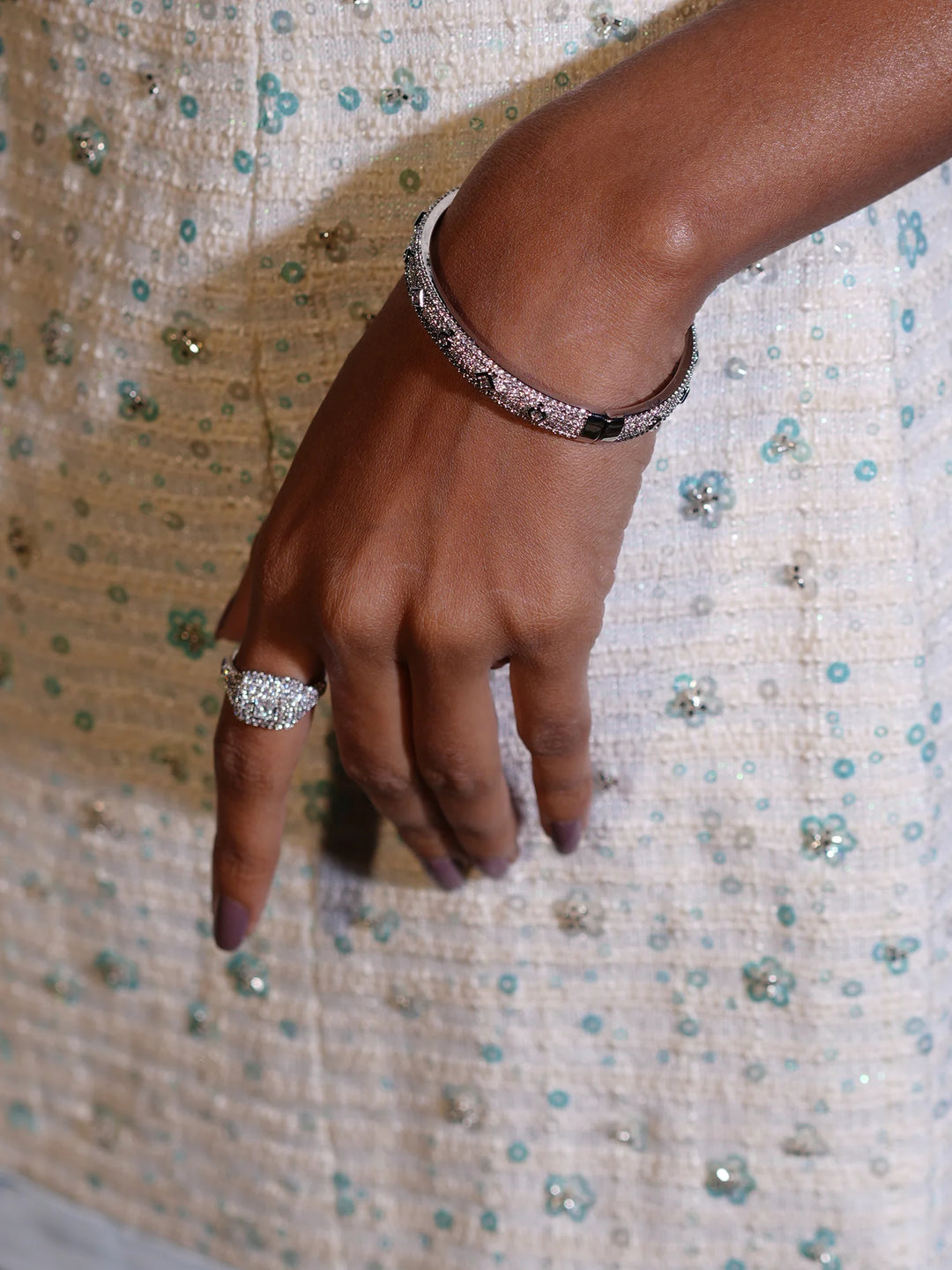 Silver Crystal Pavé Statement Ring
