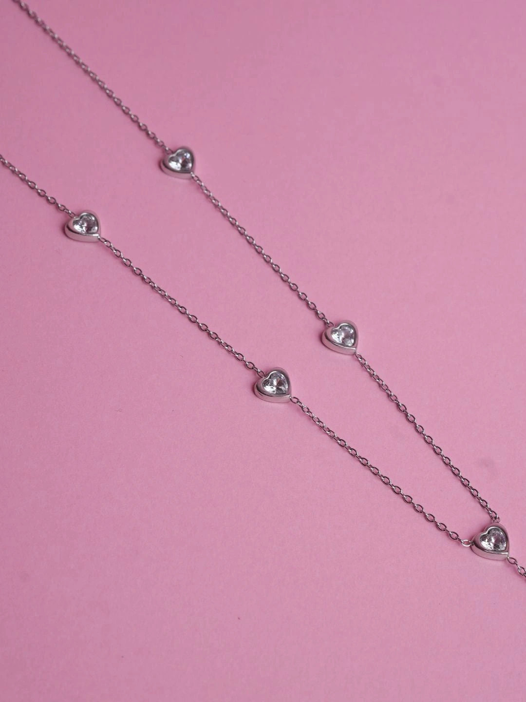 Silver Heart Drop Necklace