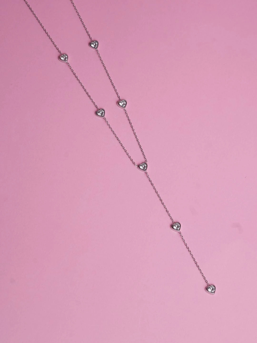 Silver Heart Drop Necklace