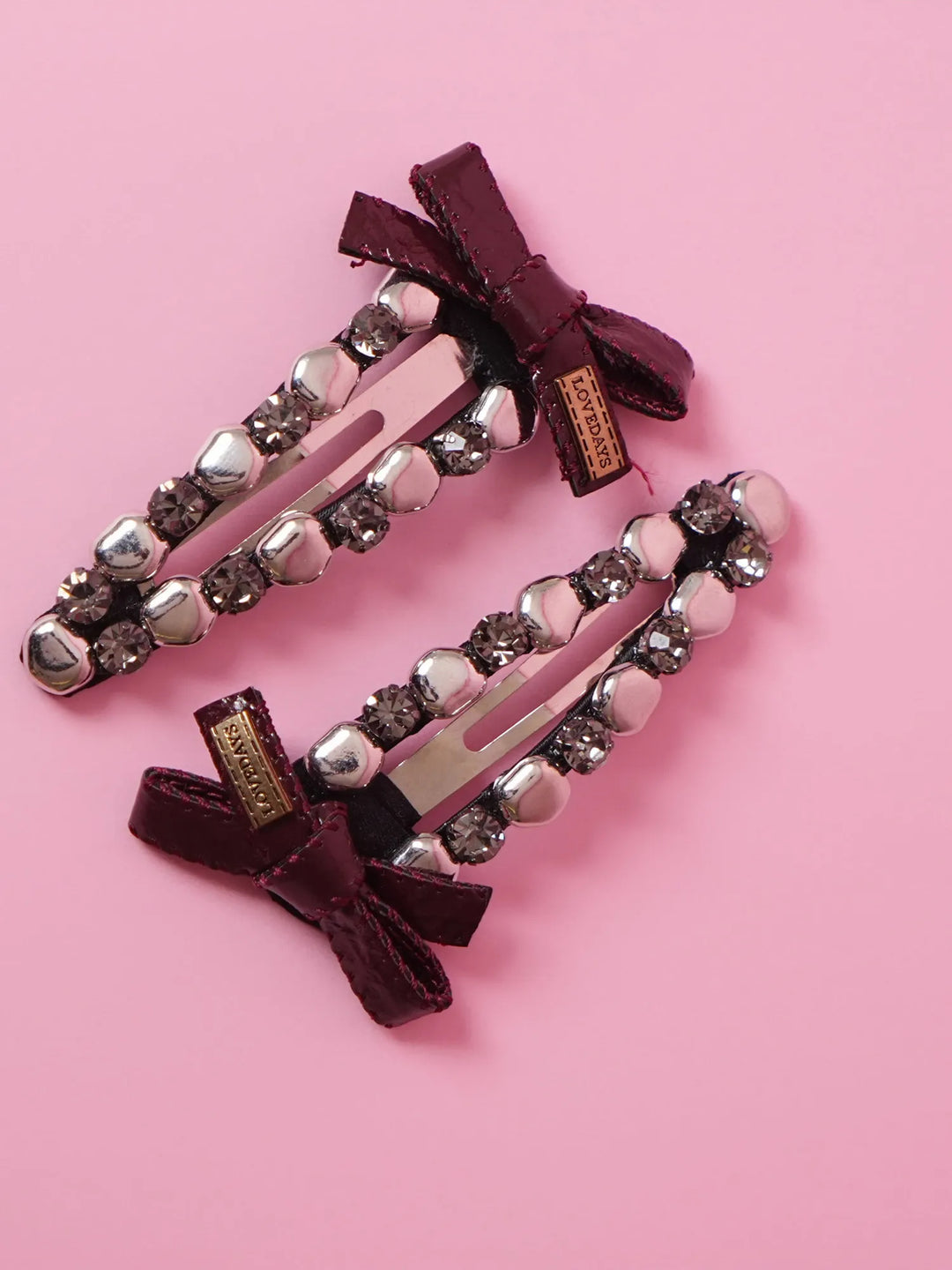 Statement Burgundy Bow Hair Clip – Set of 2