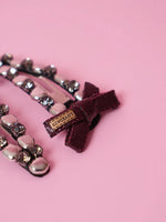 Load image into Gallery viewer, Statement Burgundy Bow Hair Clip – Set of 2
