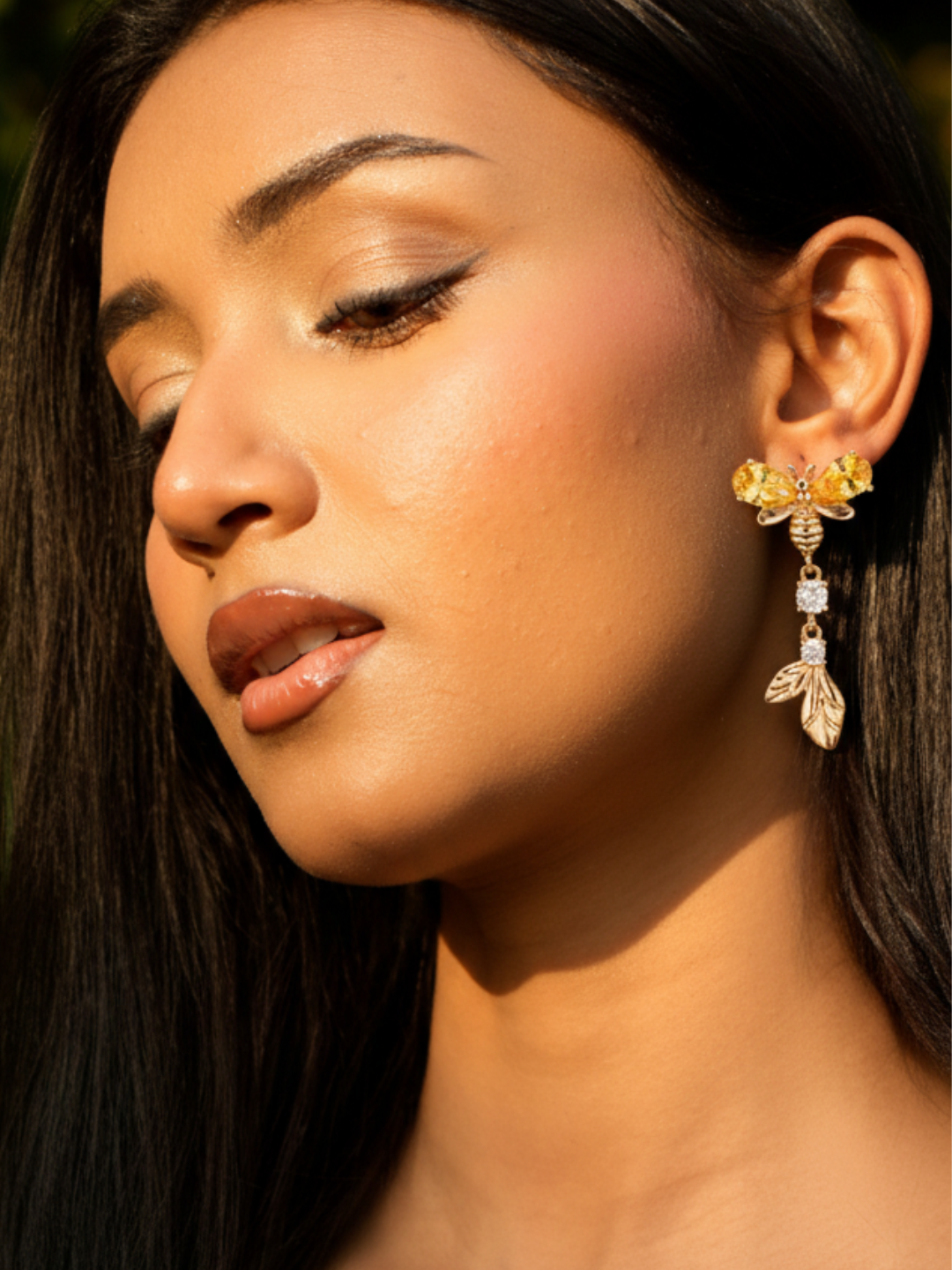 Bee Crystal Drop Earrings