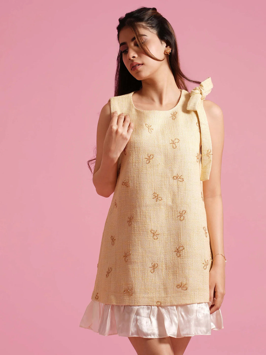 Yellow Bow Mini Dress