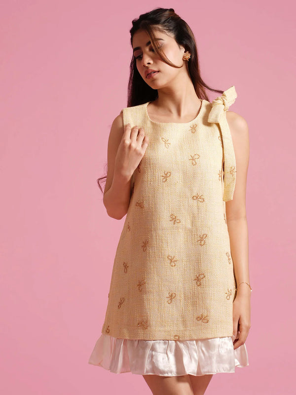 Yellow Bow Mini Dress