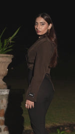 Load and play video in Gallery viewer, Cropped Brown Blazer
