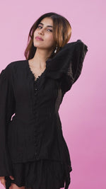 Load and play video in Gallery viewer, Black Buttoned co-ord set
